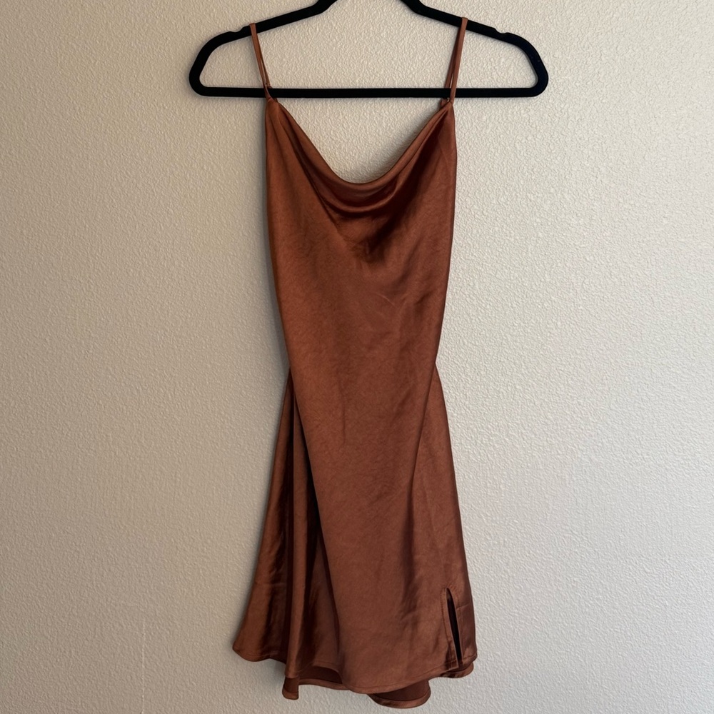 Princess Polly Alfie Rust Brown Mini Dress Size 2